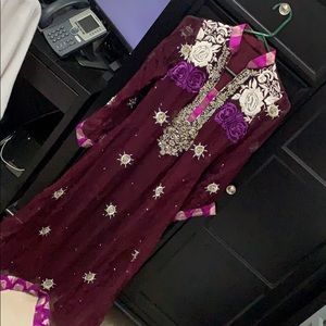 Magenta pakistani outfit 3 piece